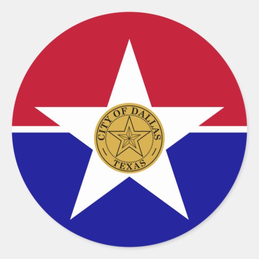 米国ダラス州旗のシール ラウンドシール (正面)