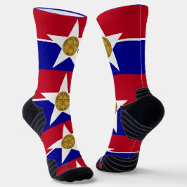 米国ダラス州旗を持つアスレティッククルーソック ソックス