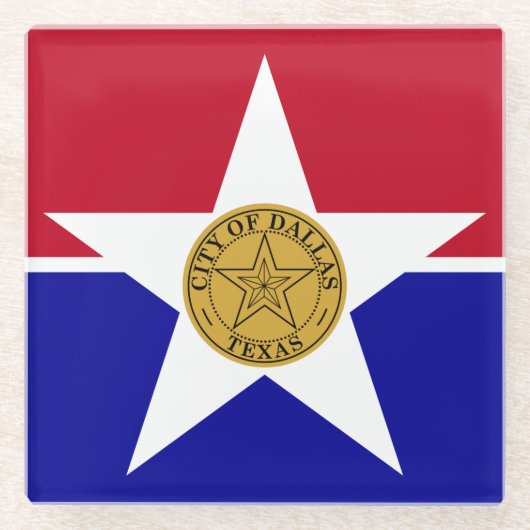 米国ダラス州旗を持つガラスコースター ガラスコースター (正面)