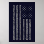 米国ダークブルーヴィンテージ米国国旗 ポスター (正面)