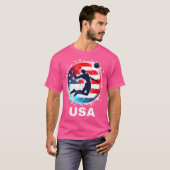 米国チームバレーボール統一された州アメリカ国旗Vo Tシャツ (正面フル)