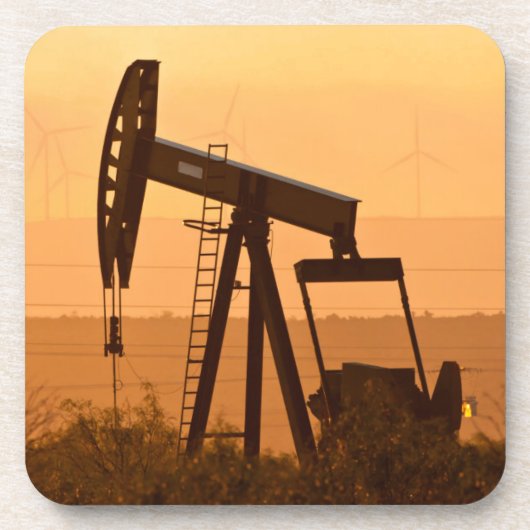 米国テキサス州西部でのポンプジャックによる石油採掘 コースター (正面)