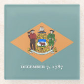 米国デラウェア州旗を持つガラスコースター ガラスコースター (正面)