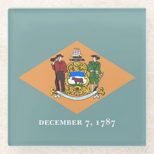 米国デラウェア州旗を持つガラスコースター ガラスコースター (正面)