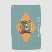 米国デラウェア州旗を持つゴルフタオル ゴルフタオル (正面)