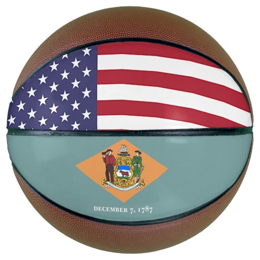 米国デラウェア州旗を持つフルサイズバスケットボール バスケットボール (正面)