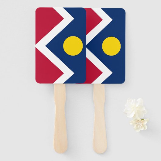 米国デンバーシティ国旗を掲げたハンドファンのセット ハンドファン (正面&裏面)