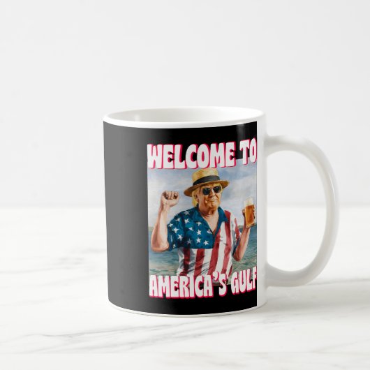 米国トランプ湾メキシおもしろいコ湾 コーヒーマグカップ (右)