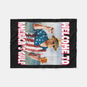 米国トランプ湾メキシおもしろいコ湾 フリースブランケット (正面(横))