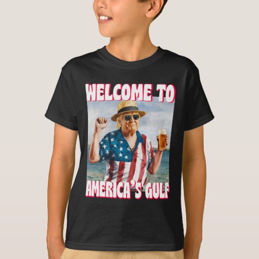 米国トランプ湾メキシおもしろいコ湾 Tシャツ (正面)