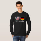 米国ドイツ国旗サングラスドイツ系アメリカ人 Tシャツ (正面フル)