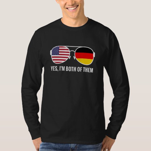 米国ドイツ国旗サングラスドイツ系アメリカ人 Tシャツ (正面)