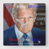 米国ドナルド・トランプの第45および第47代大統領 スクエア壁時計 (正面)