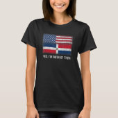 米国ドミニカ共和国国旗の二重国籍 Tシャツ (正面)