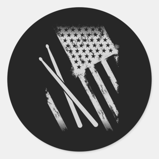 米国ドラムスティックアメリカ国旗の愛国的なドラマー ラウンドシール (正面)