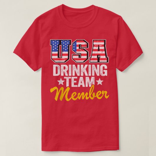 米国ドリンクチームの米国国旗7月4日 Tシャツ (デザイン正面)