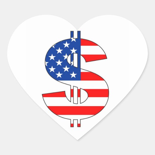 米国ドル記号マネーサイン ハートシール (正面)