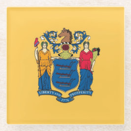 米国ニュージャージー州旗を持つガラスコースター ガラスコースター