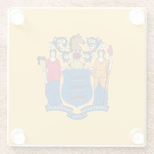 米国ニュージャージー州旗を持つガラスコースター ガラスコースター (裏面)