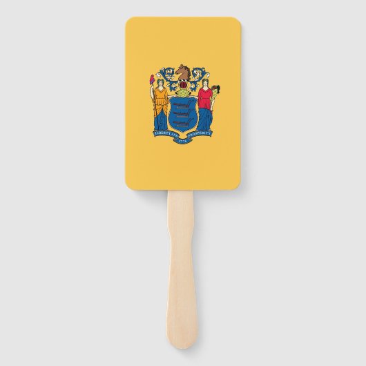 米国ニュージャージー州旗を持つハンドファンのセット ハンドファン (裏面)