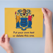 米国ニュージャージー州旗を持つフライヤー チラシ (手)