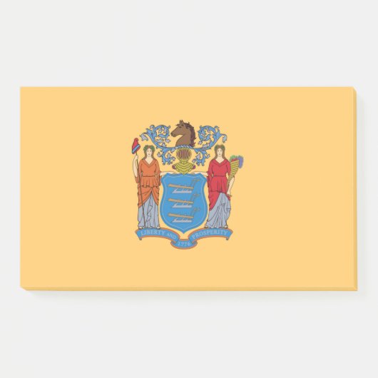 米国ニュージャージー州旗を持つメモ ポストイット (正面)