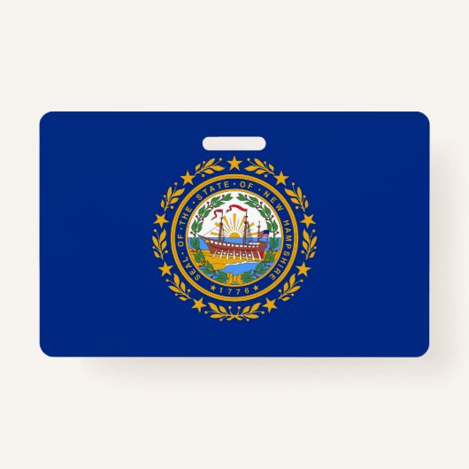 米国ニューハンプシャー州州の旗と名前バッジ バッジ (裏面)