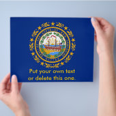 米国ニューハンプシャー州旗を持つフライヤー チラシ (手)