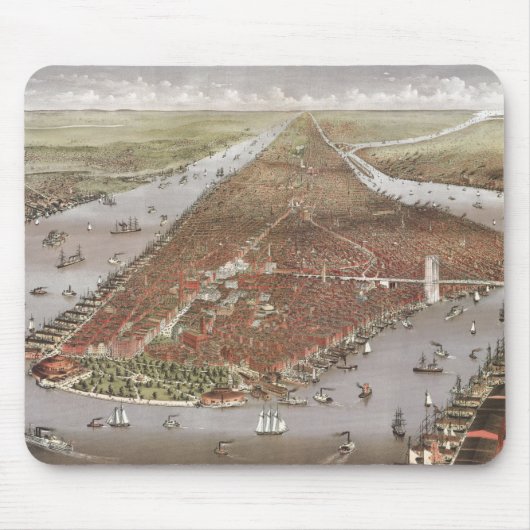 米国ニューヨーク州マンハッタンの航空都市ビュー マウスパッド (正面)