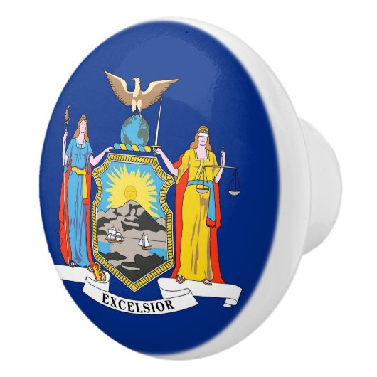 米国ニューヨーク州旗とセラミックノブの引っ張り セラミックノブ (右)