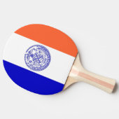 米国ニューヨーク州旗と卓球ラケット 卓球ラケット (横)