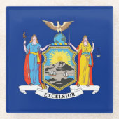 米国ニューヨーク州旗を持つガラスコースター ガラスコースター (正面)