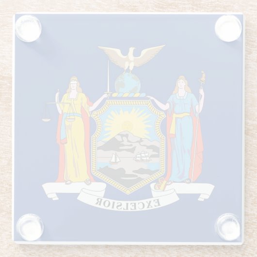 米国ニューヨーク州旗を持つガラスコースター ガラスコースター (裏面)