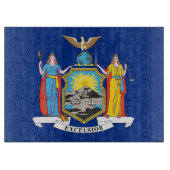 米国ニューヨーク州旗を持つガラス板 カッティングボード (正面)