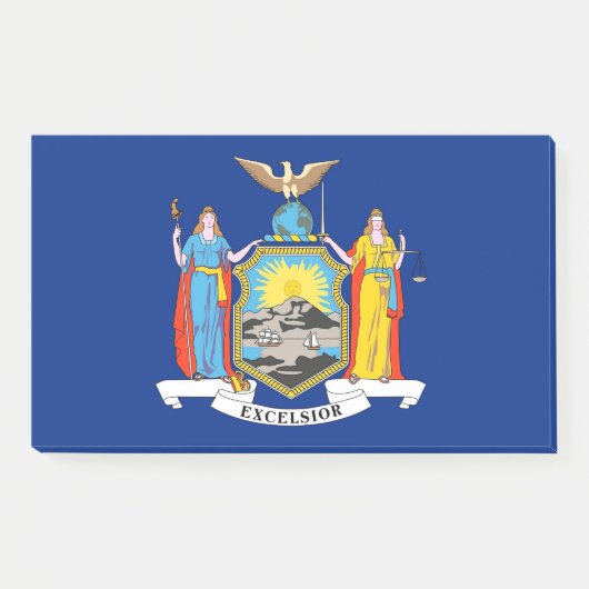 米国ニューヨーク州旗を持つノート ポストイット (正面)