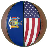 米国ニューヨーク州旗を持つフルサイズバスケットボール バスケットボール (縦)