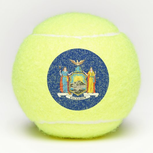 米国ニューヨーク州旗を持つペンテニスボール テニスボール (正面)