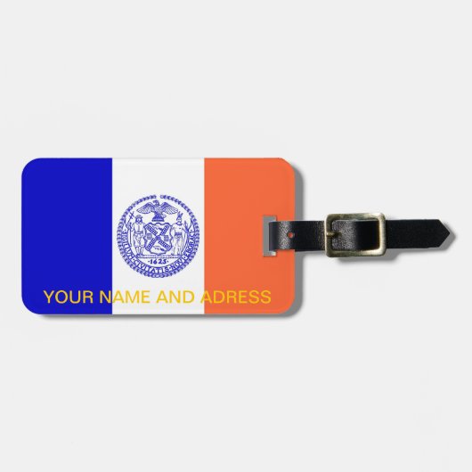 米国ニューヨーク州旗を持つ荷札 ラゲッジタグ (正面横)