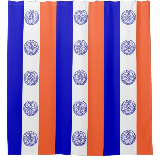 米国ニューヨーク州旗を掲げたシャワーカーテン シャワーカーテン (正面)