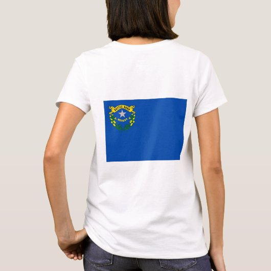 米国ネバダ州の女子フリースジップジョガー国旗 Tシャツ (裏面)