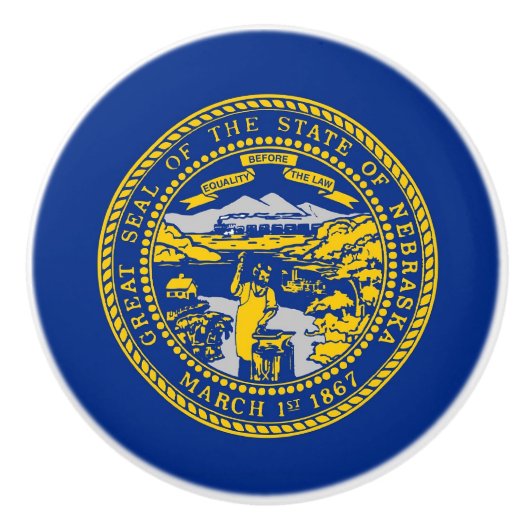 米国ネブラスカ州旗とセラミックノブの引っ張り セラミックノブ (正面)