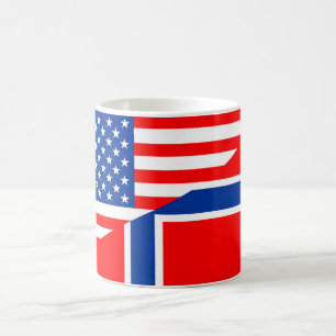 米国ノルウェーの国の半分の旗アメリカの記号 コーヒーマグカップ