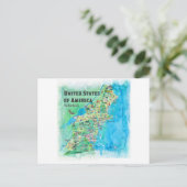 米国ノースイースト州地図ポストカード - ニューイングランド ポストカード (スタンド正面)