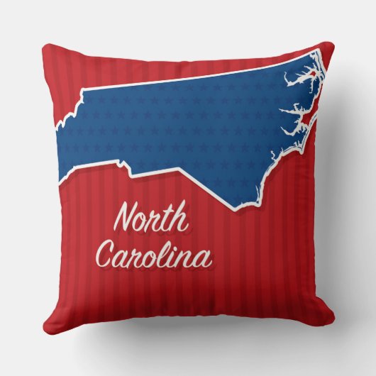 米国ノースカロライナ州の星とストライプの地図 クッション (裏面)