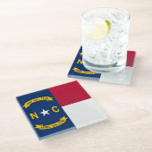 米国ノースカロライナ州旗を持つガラスコアスター ガラスコースター (アングル)