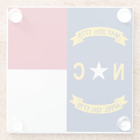 米国ノースカロライナ州旗を持つガラスコアスター ガラスコースター (裏面)