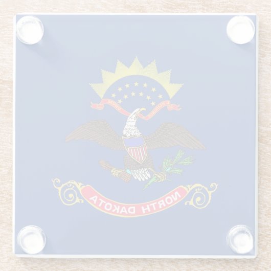 米国ノースダコタ州旗を持つガラスコースター ガラスコースター (裏面)