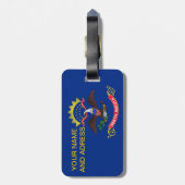 米国ノースダコタ州旗を持つ荷札 ラゲッジタグ (裏面縦)