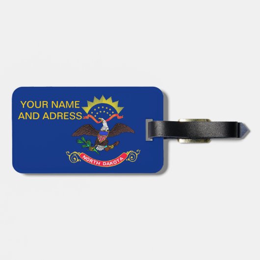 米国ノースダコタ州旗を持つ荷札 ラゲッジタグ (裏面横)