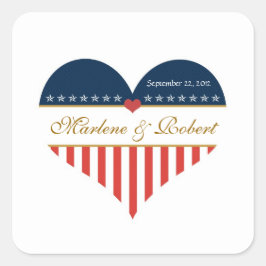 米国ハート国旗の軍隊結婚のステッカスタムカー スクエアシール